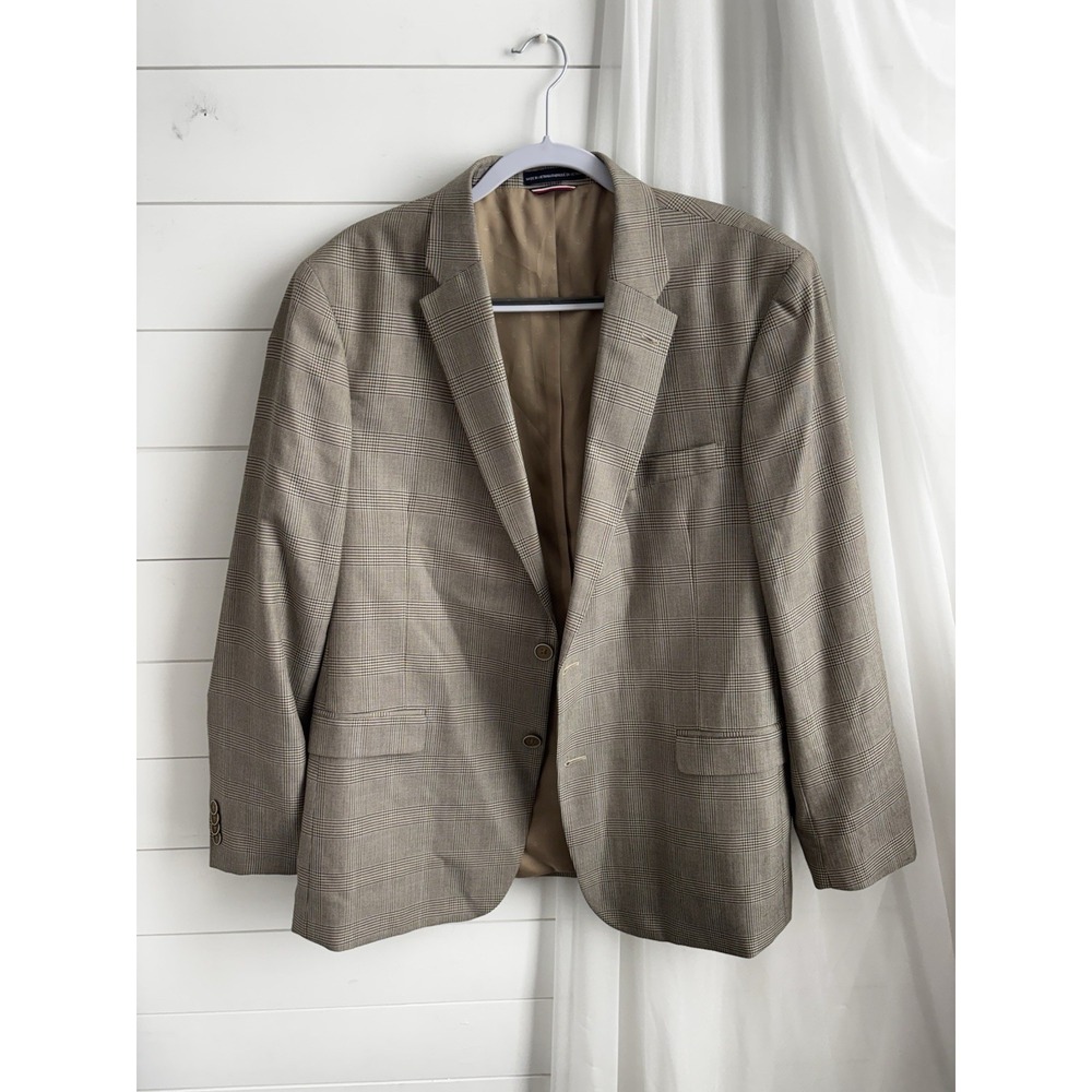 Tommy Hilfiger Men's‎ Modern-Houndstooth Windowpane Silk and Wool R44